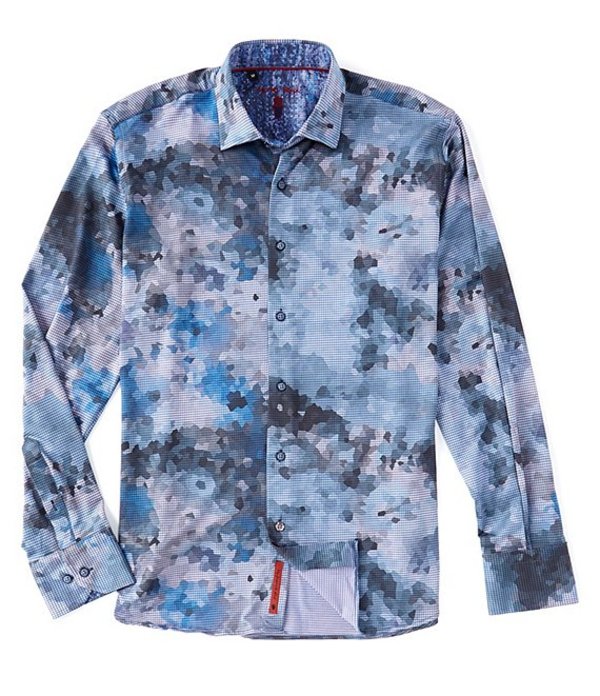 ビスコッティ メンズ シャツ トップス Blue Camo Long-Sleeve Woven Shirt Navy