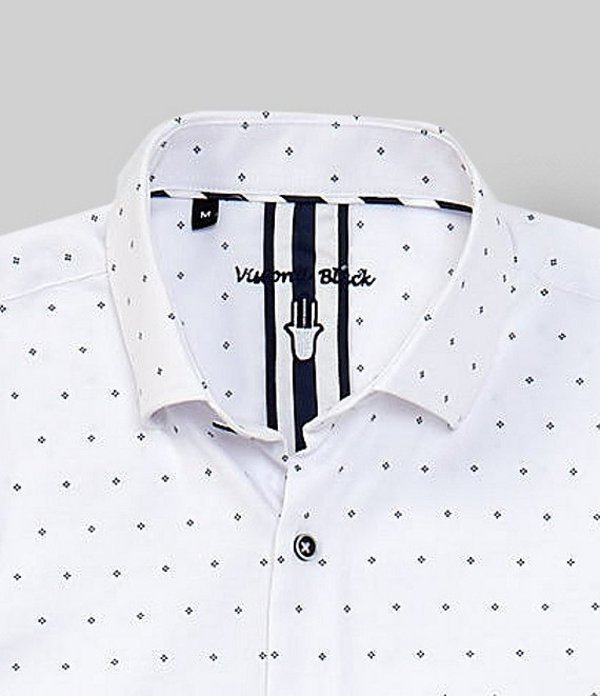 ビスコッティ メンズ シャツ トップス Mini Print Oxford Long-Sleeve Woven Shirt White