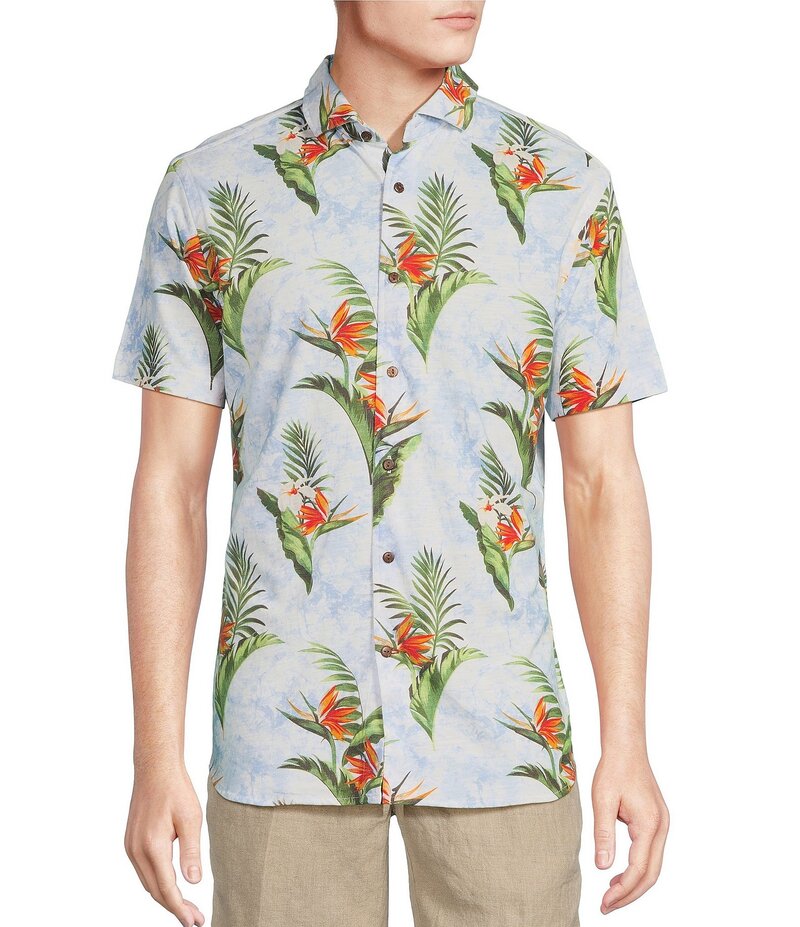 【送料無料】 ダニエル クレミュ メンズ シャツ トップス Blue Label Tahiti Collection Tropical Tie Dye Jersey Short Sleeve Coatfront Shirt Multi