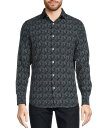 【送料無料】 ムラノ メンズ シャツ トップス Slim Fit Performance Stretch Circle Print Long Sleeve Woven Shirt Black(4)