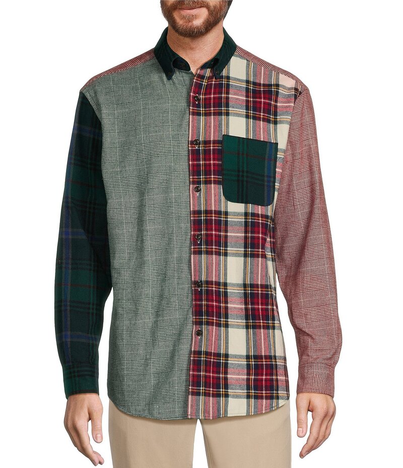 ̵ 饦ɥȥ꡼ɥ衼   ȥåץ Long Sleeve Color Block Plaid Portu...