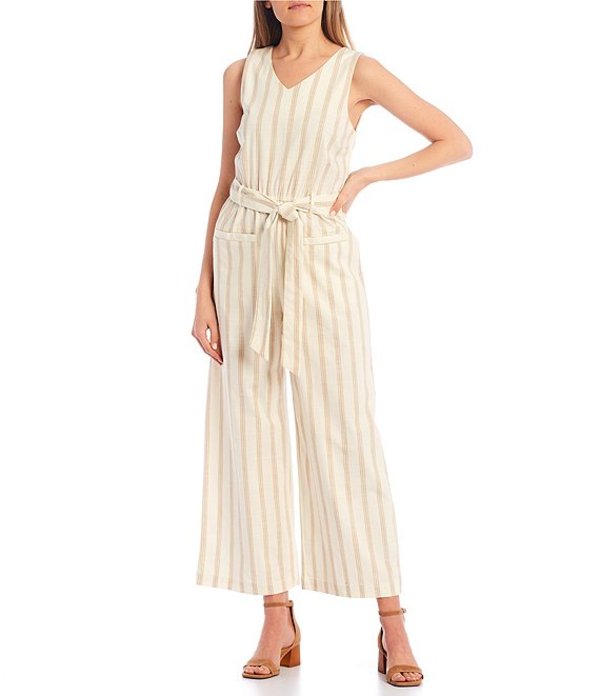 カッパーキー レディース ジャンプスーツ トップス V-Neck Stripe Jumpsuit Ivory Multi