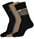 【送料無料】 ヒューゴボス メンズ 靴下 アンダーウェア RS Rib Stripe Cc Crew Dress Socks 3-Pack Black