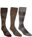 【送料無料】 ラウンドトゥリーアンドヨーク メンズ 靴下 アンダーウェア Assorted Socks 3-Pack Brown(4)