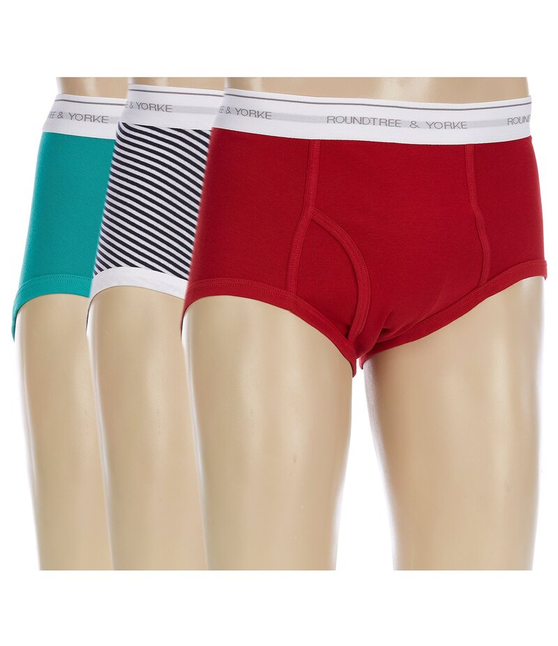 【送料無料】 ラウンドトゥリーアンドヨーク メンズ ブリーフパンツ アンダーウェア Mid/Regular Fish Full Brief 3-Pack Assorted