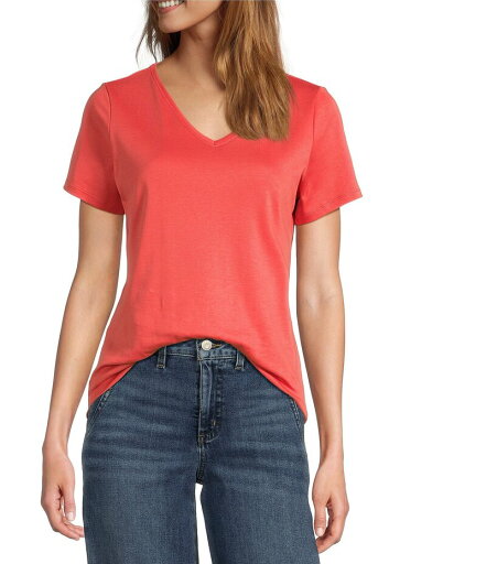 【送料無料】 エルエルビーン レディース シャツ トップス Pima Cotton V-Neck Short Sleeve Tee Shirt Sunlit Coral 【送料無料】 エルエルビーン レディース シャツ トップス Pima Cotton V-Neck Short Sleeve Tee Shirt Sunlit Coral
