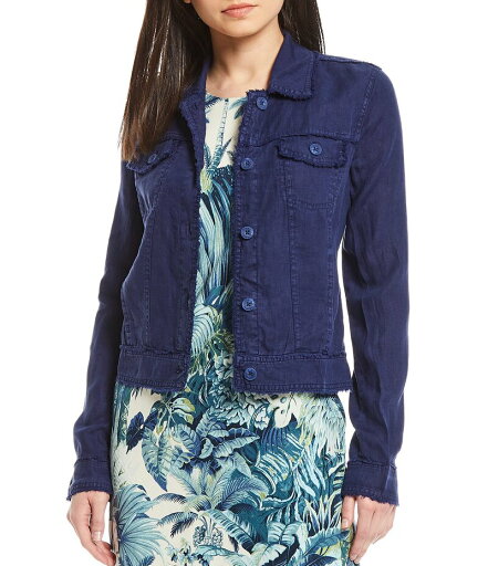【送料無料】 トッミーバハマ レディース コート アウター Two Palm Raw Edge Point Collar Long Sleeve Button Front Jacket Island Navy 【送料無料】 トッミーバハマ レディース コート アウター Two Palm Raw Edge Point Collar Long Sleeve Button Front Jacket Island Navy