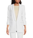 【送料無料】 ジャンビニ レディース コート アウター Jemma Ruched 3/4 Sleeve Shawl Collar Twill Boyfriend Blazer White(4)