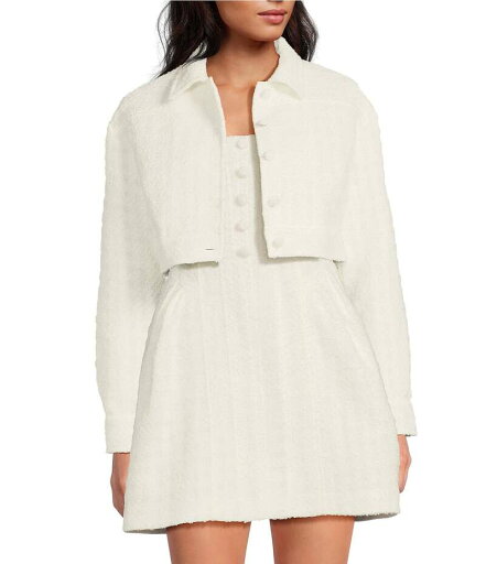 【送料無料】 ジャンビニ レディース コート アウター Charlie Tweed Button Front Pocket Jacket White 【送料無料】 ジャンビニ レディース コート アウター Charlie Tweed Button Front Pocket Jacket White