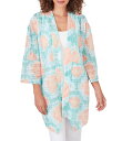 【送料無料】 ルビーアールディー レディース ニット・セーター カーディガン アウター Car Diamond Sheer Knit Printed 3/4 Sleeve Patch Pocket Open-Front Cardigan Clear Blue Multi