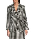 【送料無料】 タイラーボウ レディース コート アウター Coordinating Tommy Check Pattern Notch Lapel Long Sleeve Button Front Blazer Black/White Check(4)