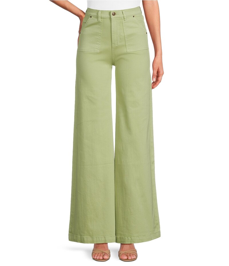【送料無料】 エーラブズエー レディース デニムパンツ ジーンズ ボトムス High Rise Wide Leg Patch Pocket Utility Jeans Antique Jade