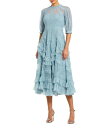 【送料無料】 マックダガル レディース ワンピース トップス Mock Neck Short Sleeve Tiered Ruffled Pleated Emb...