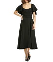 【送料無料】 マックダガル レディース ワンピース トップス Crepe Scoop Neck Short Ruffle Sleeve Belted Midi ...