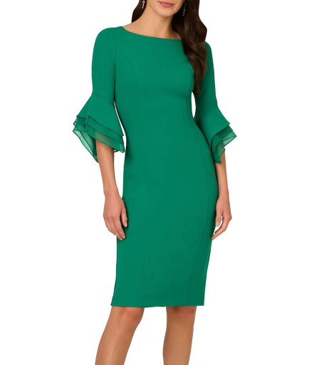 【送料無料】 アドリアナ パペル レディース ワンピース トップス Stretch Crepe 3/4 Bell Sleeve Boat Neck Sheath Dress Radiant Emerald 【送料無料】 アドリアナ パペル レディース ワンピース トップス Stretch Crepe 3/4 Bell Sleeve Boat Neck Sheath Dress Radiant Emerald