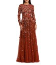 【送料無料】 マックダガル レディース ワンピース トップス Floral Beaded Crew Neck Long Sleeve Pleated Chiff...
