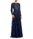 【送料無料】 マックダガル レディース ワンピース トップス Floral Beaded Crew Neck Long Sleeve Pleated Chiff...