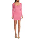 【送料無料】 ジャンビニ レディース ワンピース トップス Mini Icon Knit Scoop Neck Long Sleeve Dress Sangria