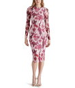 【送料無料】 スティーブ マデン レディース ワンピース トップス Hailee Floral Printed Mesh Crew Neck Long Sleeve Dress Wine