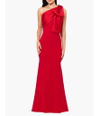 【送料無料】 ベッツィアンドアダム レディース ワンピース トップス Satin Bow One Shoulder Scuba Crepe Sleeveless Mermaid Gown Red