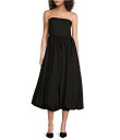 【送料無料】 シュガーリップス レディース ワンピース トップス Poplin Strapless Neck Sleeveless Bubble Hem Midi Dress Black