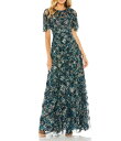 【送料無料】 マックダガル レディース ワンピース トップス Flutter Sleeve Ruffle Mesh Overlay Print Aline Go...