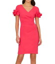 【送料無料】 アドリアナ パペル レディース ワンピース トップス Stretch Crepe Surplice V-Neckline Short Floral Sleeve Dress Petunia