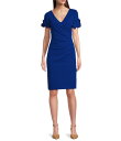 【送料無料】 アドリアナ パペル レディース ワンピース トップス Stretch Crepe Surplice V-Neckline Short Floral Sleeve Dress Viltcobalt