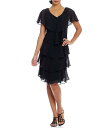 【送料無料】 イグナイト レディース ワンピース トップス Jewel V-Neck Short Sleeve Georgette Tiered Capelet...