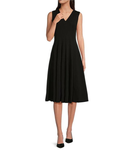 【送料無料】 カルバンクライン レディース ワンピース トップス V-Neck Sleeveless Scuba Crepe Fit And Flare Dress Black 【送料無料】 カルバンクライン レディース ワンピース トップス V-Neck Sleeveless Scuba Crepe Fit And Flare Dress Black
