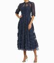 【送料無料】 マックダガル レディース ワンピース トップス Mock Neck Short Sleeve Tiered Ruffled Pleated Emb...