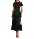 【送料無料】 マックダガル レディース ワンピース トップス Beaded Crew Neck Short Sleeve A-Line Dress Black
