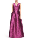 【送料無料】 ケイ アンジャー レディース ワンピース トップス Jacquard V-Neck Sleeveless Pleated Gown Sangria