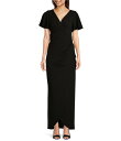 【送料無料】 イグナイト レディース ワンピース トップス Short Flutter Sleeve V-Neck Glitter Knit Empire Embellished Waist Faux Wrap Maxi Dress Black