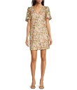 【送料無料】 エリザジェイ レディース ワンピース トップス Embroidered V-Neck Short Puff Sleeve Fit and Flare Dress Multi