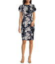 【送料無料】 カルバンクライン レディース ワンピース トップス Short Sleeve Crew Neck Floral Scuba Crepe Dress Indigo Multi