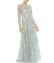 【送料無料】 マックダガル レディース ワンピース トップス Floral Embroidered Sequin Illusion Boat Neck Long...