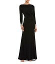 【送料無料】 マックダガル レディース ワンピース トップス Jersey Knit Boat Neck Beaded Cuff Sleeves Side Ru...