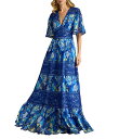 【送料無料】 タダシショージ レディース ワンピース トップス Chiffon Floral Print V-Neck Short Flutter Sleeve...