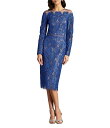 【送料無料】 タダシショージ レディース ワンピース トップス Long Sleeve Sequin Embroidered Lace Sheath Dress...