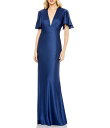 【送料無料】 マックダガル レディース ワンピース トップス Flounce Sleeve V-Neck Satin A-Line Trumpet Gown S...