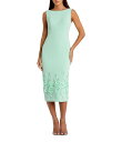 【送料無料】 マックダガル レディース ワンピース トップス Boat Neck Sleeveless 3D Floral Applique Crepe Sheath Midi Dress Sage(4)