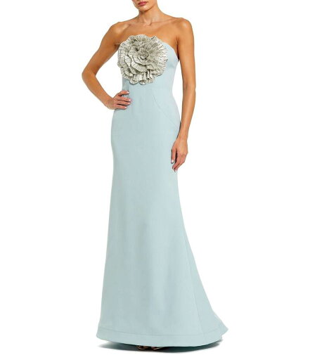 【送料無料】 マックダガル レディース ワンピース トップス Strapless 3D Rhinestone Flower Crepe Column Gown Powder Blue 【送料無料】 マックダガル レディース ワンピース トップス Strapless 3D Rhinestone Flower Crepe Column Gown Powder Blue