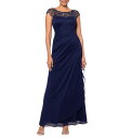 【送料無料】 エスケープ レディース ワンピース トップス Beaded Yoke Cap Sleeve Illusion Round Neck Ruched ...