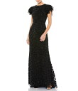 【送料無料】 マックダガル レディース ワンピース トップス Beaded Short Flutter Sleeve Crew Neck Sheath Gown...