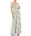 【送料無料】 マックダガル レディース ワンピース トップス Floral Surplice V-Neck Short Flutter Sleeve A-Line Gown Blue Multi