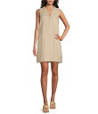 【送料無料】 トッミーバハマ レディース ワンピース トップス Ruffle Split V-Neck Sleeveless Side Pocket Dress Natural