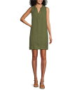 【送料無料】 トッミーバハマ レディース ワンピース トップス Ruffle Split V-Neck Sleeveless Side Pocket Dress Tea Leaf