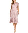 【送料無料】 アールアンドエムリチャーズ レディース ワンピース トップス Short Sleeve Illusion Crew Neck Floral Embroidered Flounce Hem Sheath Dress Mauve