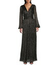 【送料無料】 イグナイト レディース ワンピース トップス Shimmer Bodre Surplice Neck Long Sleeve Ruched Wai...